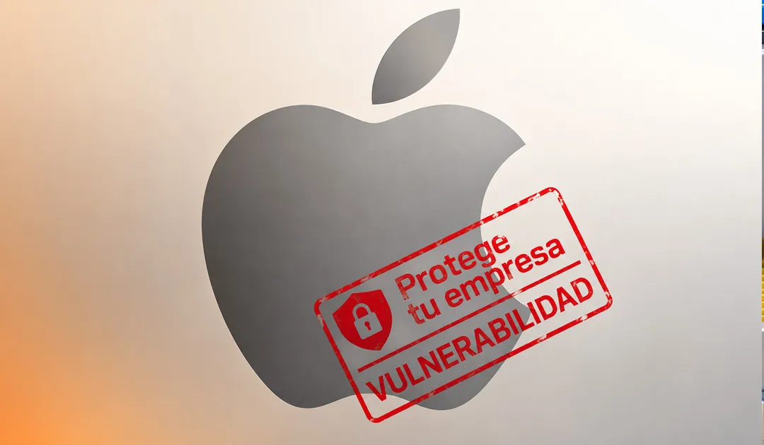 Logotipo de Apple con aviso de vulnerabilidad