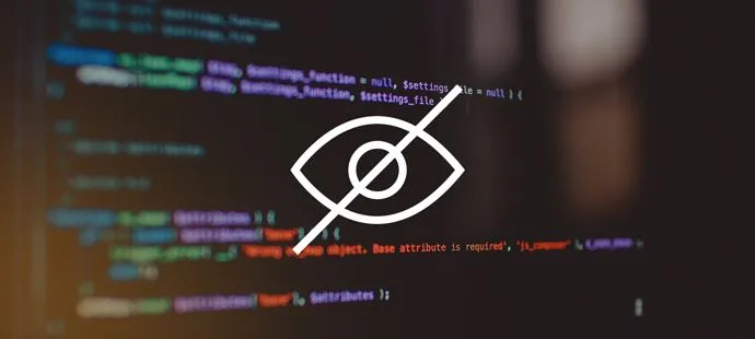 Código de programación con un símbolo de privacidad