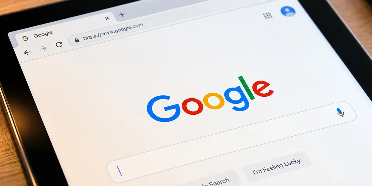 Buscador de Google abierto en una tablet