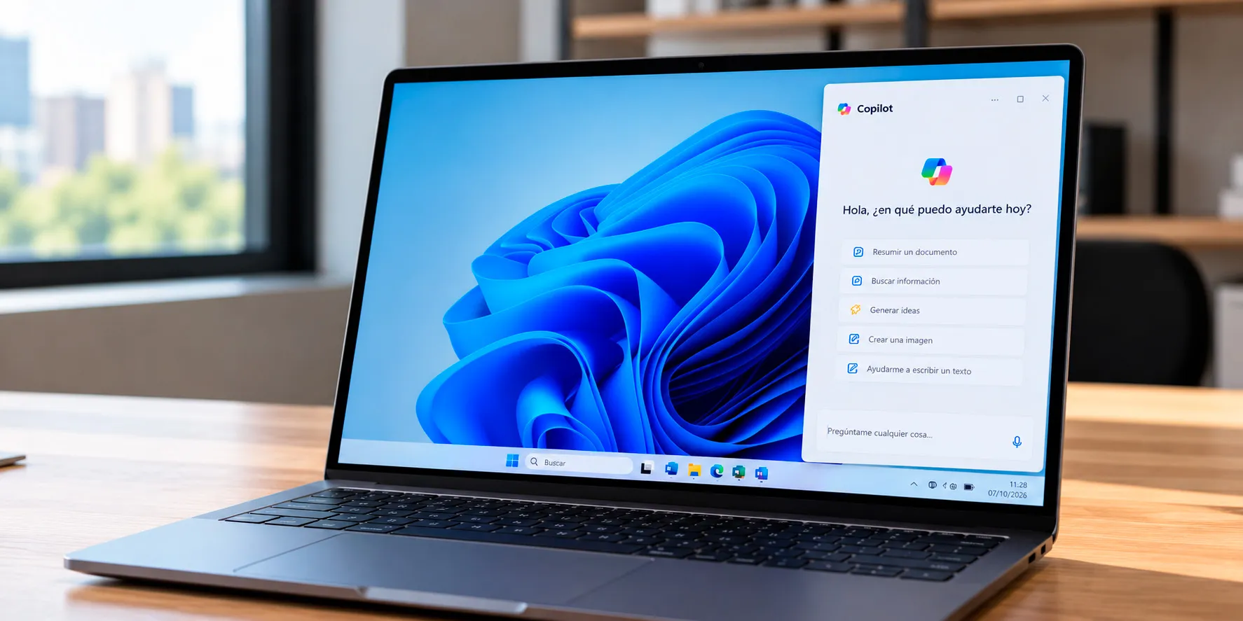Portátil con Microsoft Copilot abierto