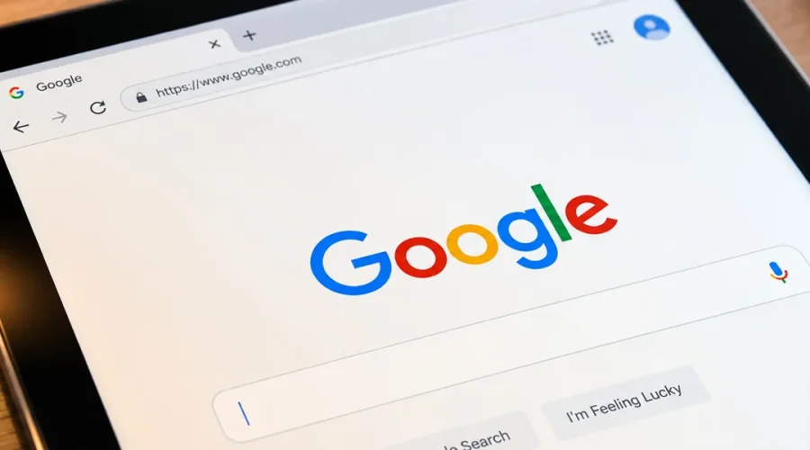 Buscador de Google abierto en una tablet