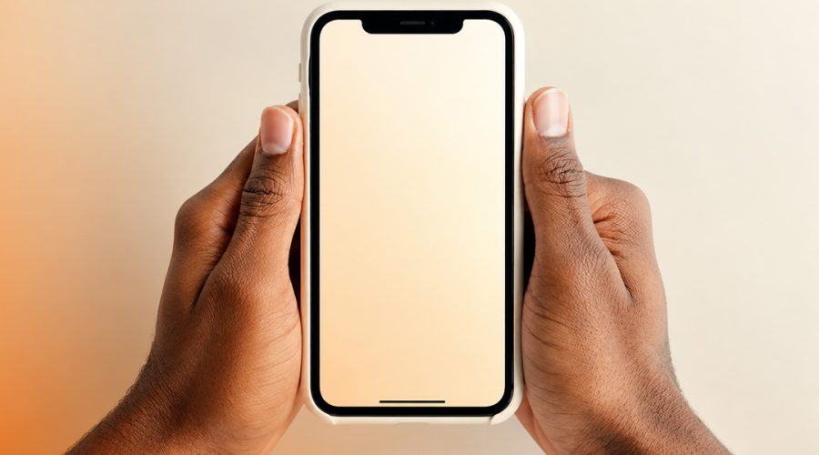 Persona sosteniendo un iPhone con ambas manos