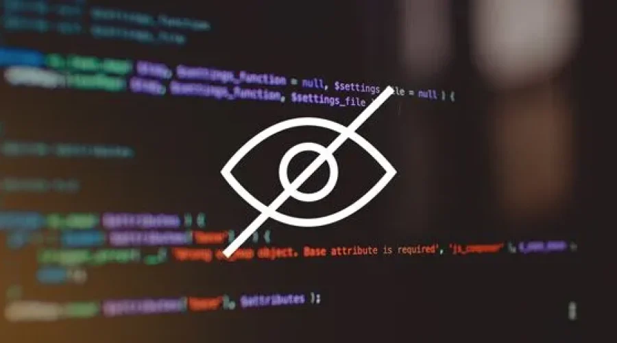 Código de programación con un símbolo de privacidad