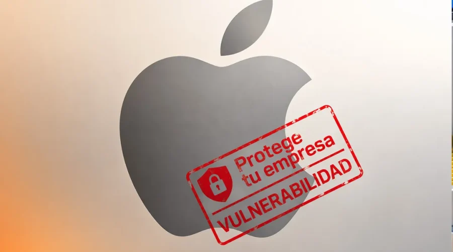Logotipo de Apple con aviso de vulnerabilidad