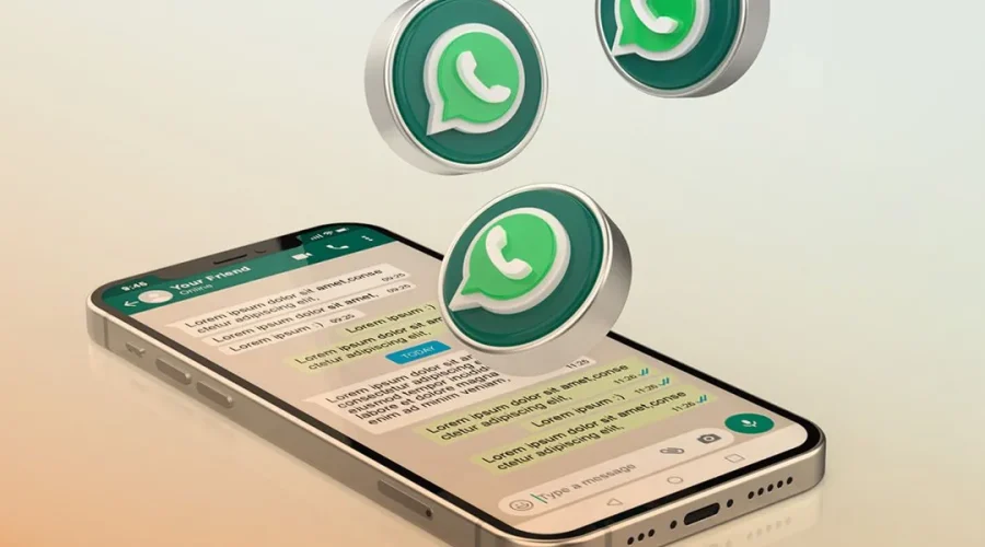 Teléfono móvil con una conversación de WhatsApp